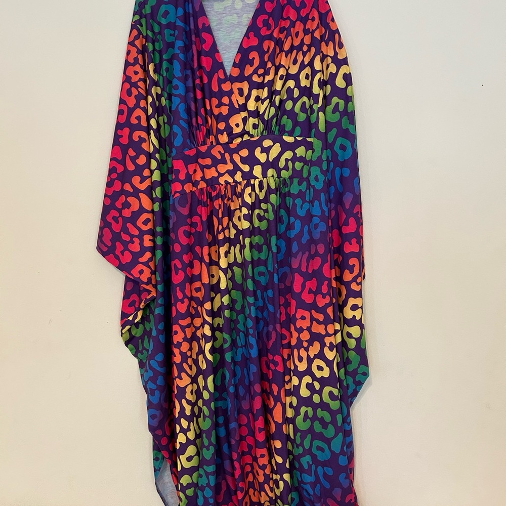 Women’s Rainbow Leopard Print Kaftan